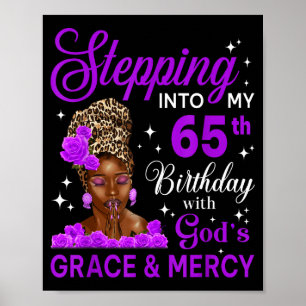Stepng Into My 65th Birthday Headwrap Black Woman  Poster