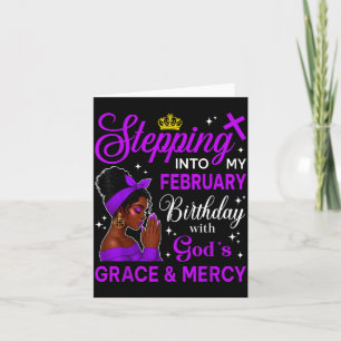Stepng Into My February Birthday Black Afro Woman  Card