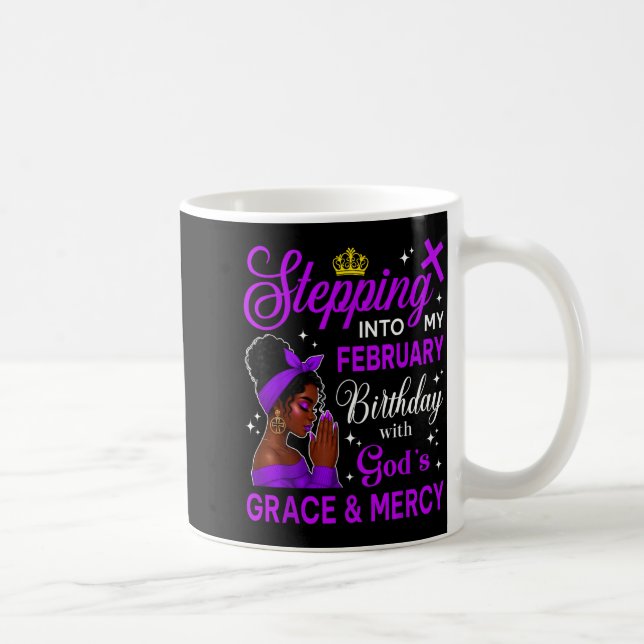 Stepng Into My February Birthday Black Afro Woman  Coffee Mug (Right)