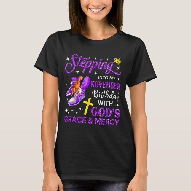 Stepng Into My November Birthday Queen Sneakers Gi T-Shirt (Front)