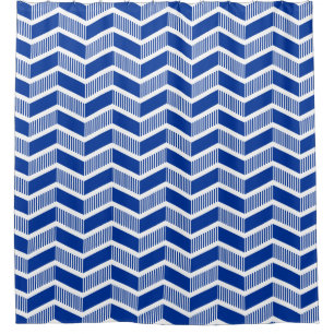Stepped Chevrons - Navy Blue and White
