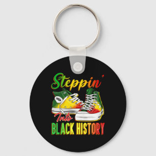 Steppin Into Black History Month Afro Black Sneake Keychain