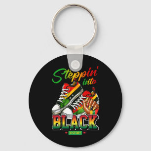 Steppin Into Black History Month Afro Black Sneake Keychain