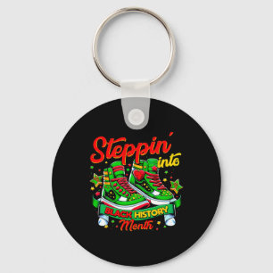 Steppin Into Black History Month Afro Black Sneake Keychain