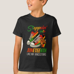 Steppin' Into Juneteenth – Black Woman Pride T-Shirt