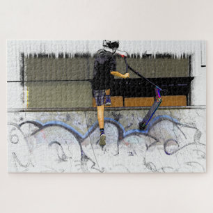 Steppin' It - Stunt Scooter Rider Jigsaw Puzzle