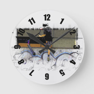 Steppin' It - Stunt Scooter Rider  Round Clock
