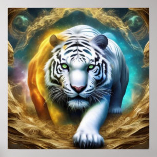 Steppin' Out AI Fantasy Digital Art Print Tiger