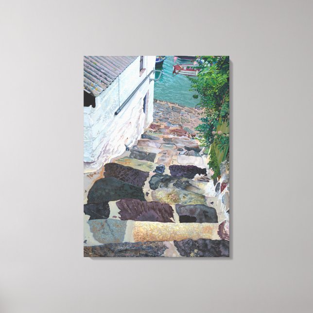 'Stepping Down', from a painting by Gordon Ashton. Canvas Print (Front)