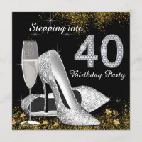 Stepping Into 40 Birthday Party Silver Gold