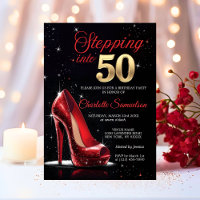 Stepping into 50 BIRTHDAY Red High Heels Fifty