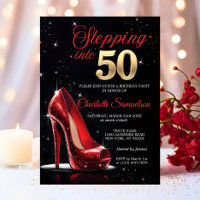 Stepping into 50 BIRTHDAY Red High Heels Fifty