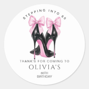 Stepping into 60 Pink 60th Thank You Favour Classic Round Sticker