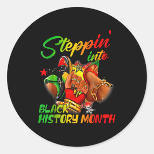 Stepping into black history month black girls classic round sticker