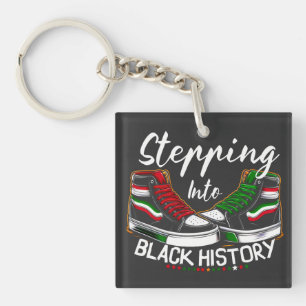 Stepping into Black History Month Juneteenth Black Keychain
