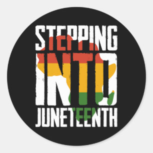Stepping Into Juneteenth Afro Woman And Man Black  Classic Round Sticker