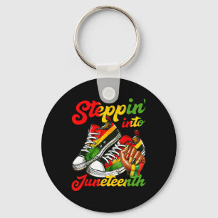 Stepping Into Juneteenth Afro Woman Black Girls Sn Keychain