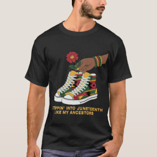 Stepping Into Juneteenth Afro Woman Black Pride T-Shirt