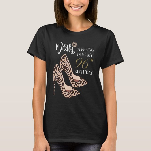 Stepping Into My 96th Birthday Leopard Print Cheet T-Shirt (Front)