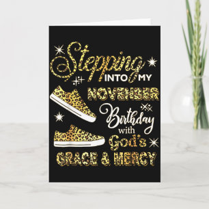 Stepping Into My November Birthday Leopard God Gra Card