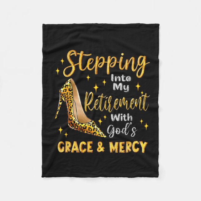 Stepping Into My Retirement With God's Grace And M Fleece Blanket (Front)