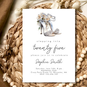 Stepping into...woman birthday party watercolor invitation