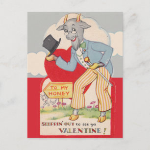 Stepping out to see you Vintage Valentine Holiday Postcard