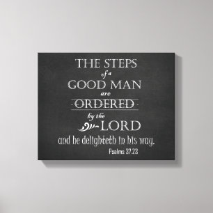 Steps of a Good Man Bible Verse Typography Canvas Print