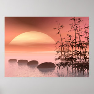 Steps to red sunset poster