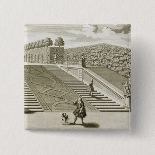 Steps to the garden terrace, Belvedere Palace, Vie 2 Inch Square Button