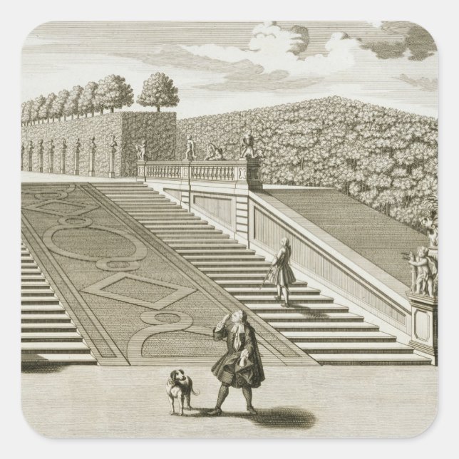 Steps to the garden terrace, Belvedere Palace, Vie Square Sticker (Front)
