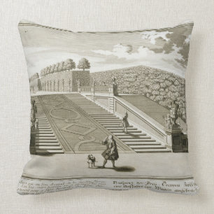 Steps to the garden terrace, Belvedere Palace, Vie Throw Pillow