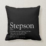 Stepson Black and White Modern Fun Definition Throw Pillow<br><div class="desc">Personalize for your special stepson to create a unique gift. A perfect way to show him how amazing he is every day. You can even customize the background to their favourite colour. Designed by Thisisnotme©</div>