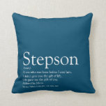 Stepson Blue Modern Fun Typography Throw Pillow<br><div class="desc">Personalize for your special stepson to create a unique gift. A perfect way to show him how amazing he is every day. You can even customize the background to their favourite colour. Designed by Thisisnotme©</div>