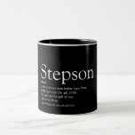 Stepson Fun Cool Black and White Definition  Two-Tone Coffee Mug<br><div class="desc">Personalise for your special stepson to create a unique gift. A perfect way to show him how amazing he is every day. You can even customise the background to their favourite colour. Designed by Thisisnotme©</div>
