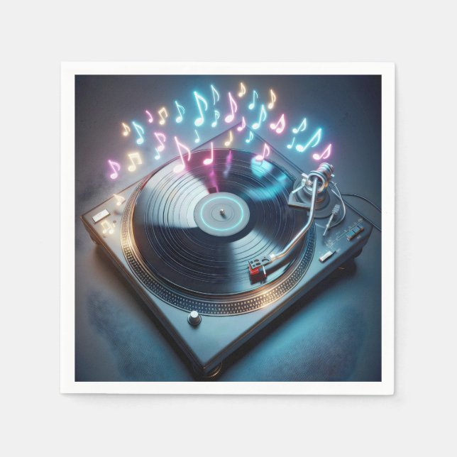 Stereo Turntable With Neon Notes Napkin (Front)
