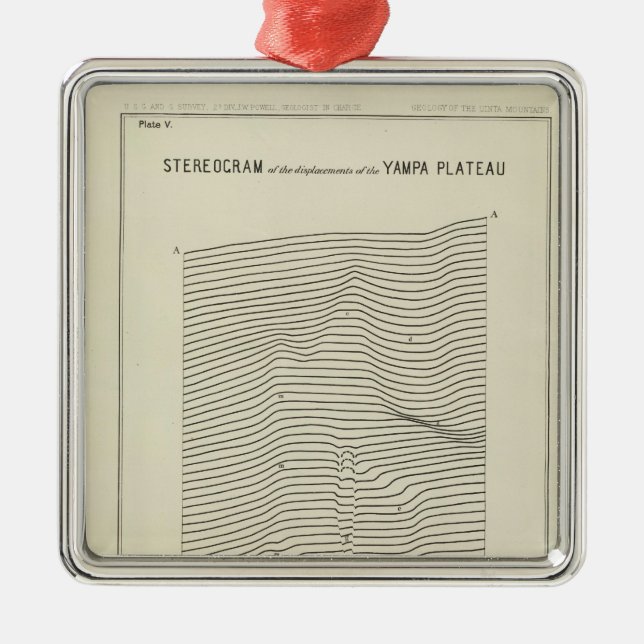 Stereogram Uinta Mountains Metal Ornament (Front)