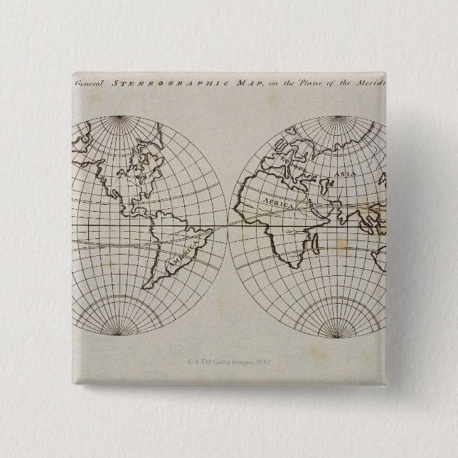 Stereographic Map 2 Inch Square Button (Front)
