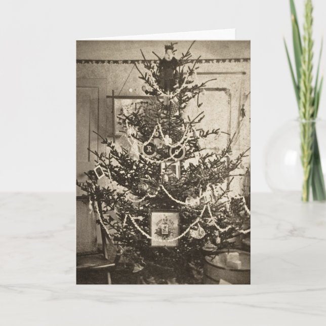 Stereoview Old Time Christmas Tree Holiday Card (Front)