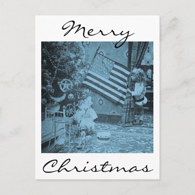 Stereoview - Patriotic  Christmas circa 1901 Holiday Postcard (Front)