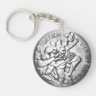 Sterling Silver Medal Tokyo Olympics 1964 Keychain