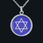 sterling star of david, brite blue  on white sterling silver necklace<br><div class="desc">sterling star of david,  white  on  brite blue</div>