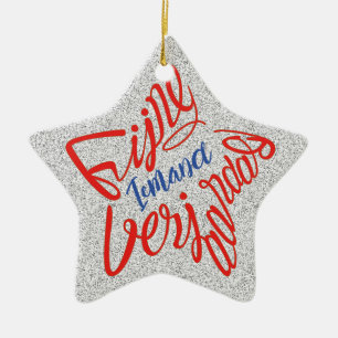 Sterrenvormige 'Fijne verjaardag' Ceramic Ornament