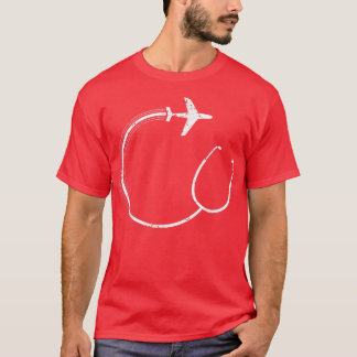 Stethoscope Airplane Nurse Traveling Nurse Funny N T-Shirt