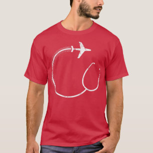 Stethoscope Airplane Nurse Travelling Nurse Funny  T-Shirt