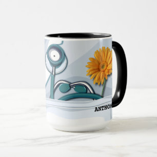 Stethoscope and Daisy Nurse Appreciation Gift Mug