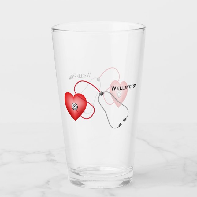 Stethoscope And Heart Personalized Glass (Front)