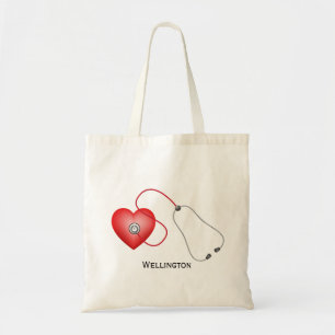 Stethoscope And Heart Personalized Tote Bag