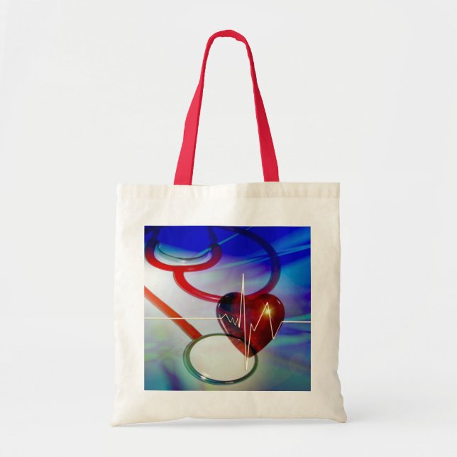 Stethoscope and Heart Tote Bag (Front)