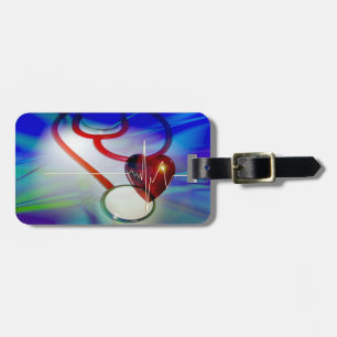 Stethoscope and Heartbeat Luggage Tag